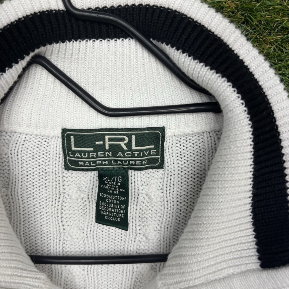 Lauren Ralph Lauren Cardigan Sweater Womens XL Ivory Full Zip Cable Knit Dress - Picture 6 of 9